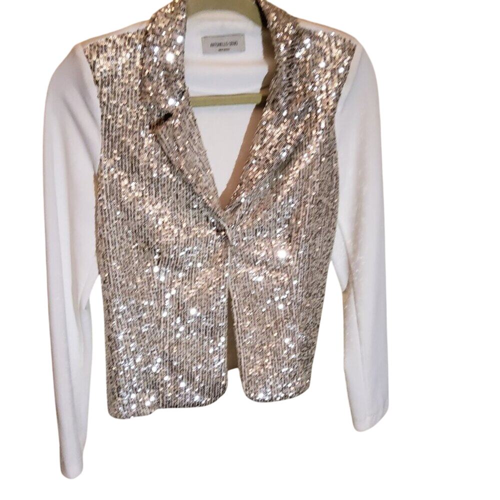 Antonella Seri Italian Festive White W/ Sequins Blazer.  Size S/M.